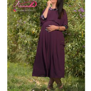 پیراهن مجلسی بادمجونی مدل پرنیان آناندا Ananda