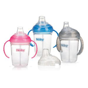لیوان سوپاپ دار و نی دار 240 میل طرح نابی Nuby