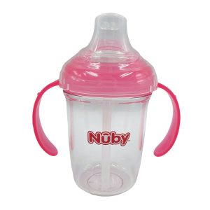 لیوان سوپاپ دار و نی دار 240 میل طرح نابی Nuby