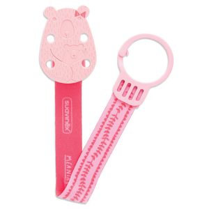 بند پستانک پارچه ای طرح خرس صورتی سواوینکس Suavinex