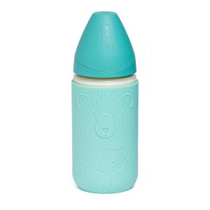 شیشه شیر پیرکس 240 میل سبزآبی محافظ دار سواوینکس Suavinex