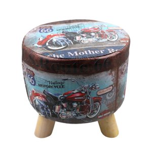 پاف چرمی کودک مدل گرد طرح دار