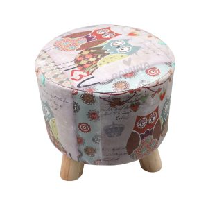 پاف چرمی کودک مدل گرد طرح دار