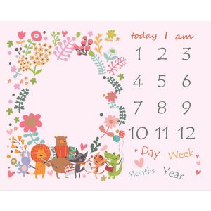 پارچه ماهگرد نوزاد طرح حیوانات نوازنده صورتی الپی کیدز LPKids