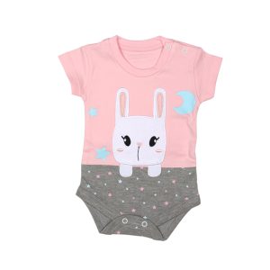 زیر دکمه دار آستین کوتاه طرح خرگوش تکه دوزی برگ سبز Barge Sabz