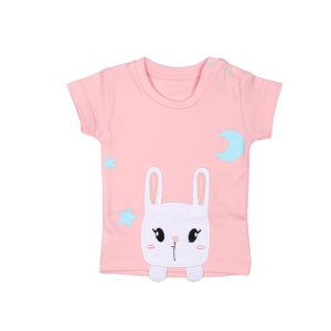 بلوز آستین کوتاه طرح خرگوش تکه دوزی برگ سبز Barge Sabz