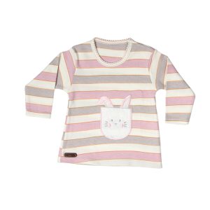 بلوز آستین بلند طرح راه راه خرگوش برگ سبز Barge Sabz