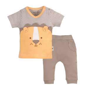 ست بلوز آستین کوتاه با شلوار طرح شیر نیلی Nili