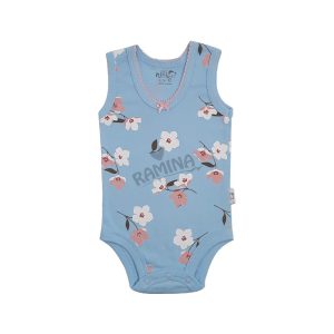 زیردکمه دار رکابی طرح لاولی گلدار نیلی Nili