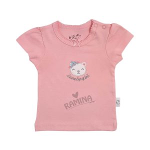 بلوز آستین کوتاه طرح لاولی صورتی نیلی Nili