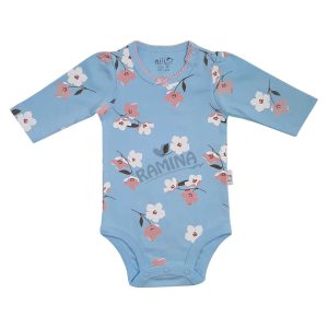 زیر دکمه دار آستین بلند طرح لاولی گلدار نیلی Nili