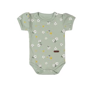 زیردکمه دار آستین کوتاه طرح سبز گل تیک تاک Tik Tak