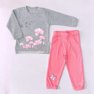 ست بلوز آستین بلند و شلوار بچه گانه طرح فلاور به آوران