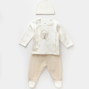 ست سه تکه مانتو، کلاه و شلوار نوزادی طرح بالن بژ بی بیبی