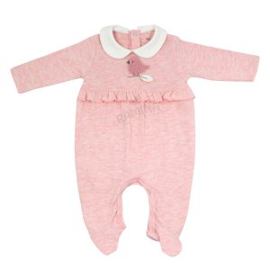 سرهمی جورابدار طرح گنجشک و برگ صورتی مای بیبی My Baby