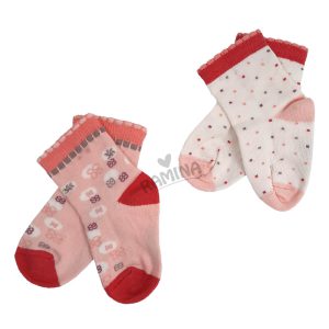 جوراب نوزاد 2 عددی قرمز صورتی کارامل Caramell