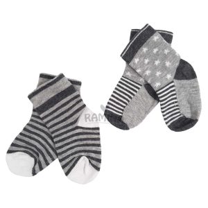 جوراب نوزاد 2 عددی طوسی کارامل Caramell