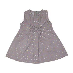 سارافون دخترانه کتان طوسی طرح پاپیون کد 8123