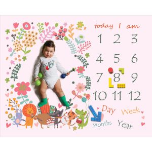 پارچه ماهگرد نوزاد طرح حیوانات نوازنده صورتی الپی کیدز LPKids