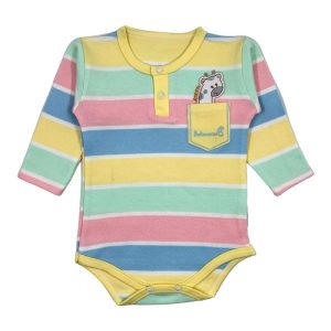 زیر دکمه دار آستین بلند نوزاد طرح راه راه زرافه به آوران Behavaran