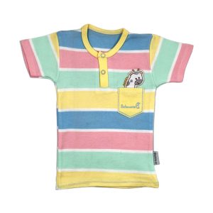 بلوز آستین کوتاه نوزادی طرح راه راه زرافه به آوران Behavaran