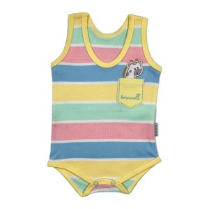 زیر دکمه دار رکابی نوزاد طرح راه راه زرافه به آوران Behavaran