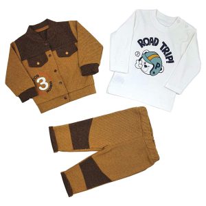 ست کت شلوار و بلوز آستین بلند پسرانه خردلی carnaval