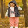 ست 3 تکه بلوز آستین بلند پافر و شلوار نوزاد دخترانه گلبهی Vital