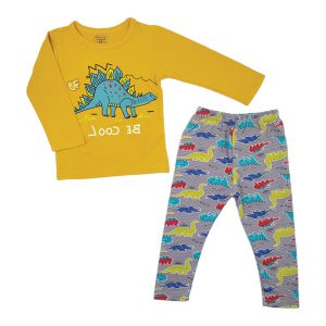 ست بلوز آستین بلند و شلوار پسرانه طرح دایناسور