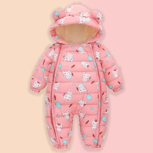 کاپشن سرهمی کلاه دار نوزادی دخترانه طرح خرگوش