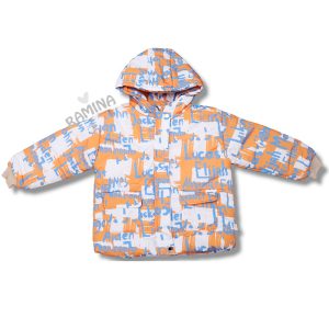 کاپشن کلاه دار کودک پسرانه نارنجی طرح انگلیسی