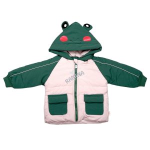 کاپشن بچه گانه پسرانه سبز طرح قورباغه