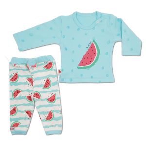 ست بلوز آستین بلند و شلوار دخترانه یلدا طرح هندوانه لوپتو luppeto