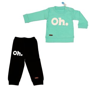 بلوز آستین بلند سبز با شلوار طرح oh تیک تاک Tik Tak