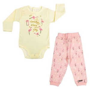 ست زیر دکمه دار آستین بلند با شلوار دخترانه طرح فلامینگو کوکالو Cocalo