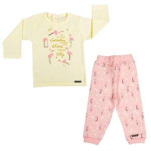 ست بلوز آستین بلند با شلوار دخترانه طرح فلامینگو کوکالو Cocalo