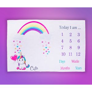پارچه ماهگرد نوزاد طرح یونیکورن بیبی تایم Baby time