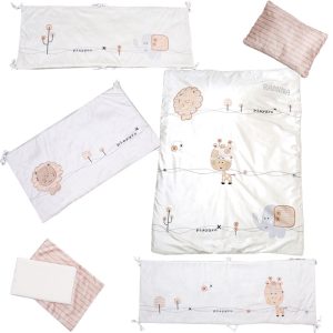 سرویس روتختی نوزاد دخترانه 7 تکه طرح زرافه پلی گرو Playgro