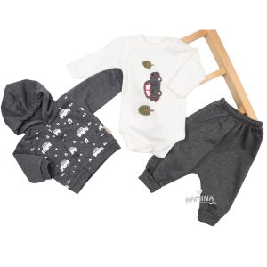 ست سویشرت، بادی و شلوار پسرانه طرح ماشین Baby im