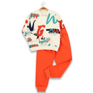 ست بلوز و شلوار پسرانه طرح حروف قرمز Baby go