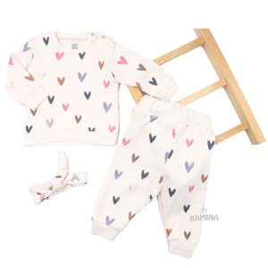 ست بلوز شلوار و هدبند دخترانه طرح قلب Esya Baby