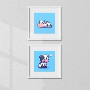 تابلو اتاق کودک 2 عددی طرح گاو