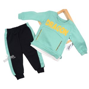 ست بلوز و شلوار پسرانه طرح دراگون سبز Ruby