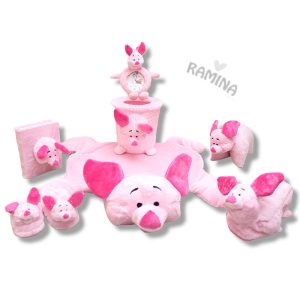 ست اکسسوری اتاق نوزاد و کودک دخترانه طرح پیگلت