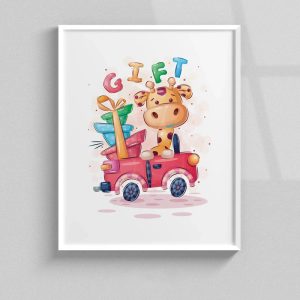 تابلو اتاق کودک فانتزی طرح حیوانات