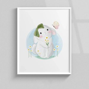 تابلو اتاق کودک طرح خرگوش و پروانه