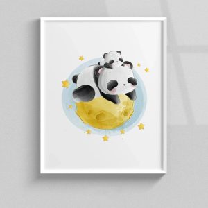 تابلو اتاق کودک طرح پاندای مادر و بچه