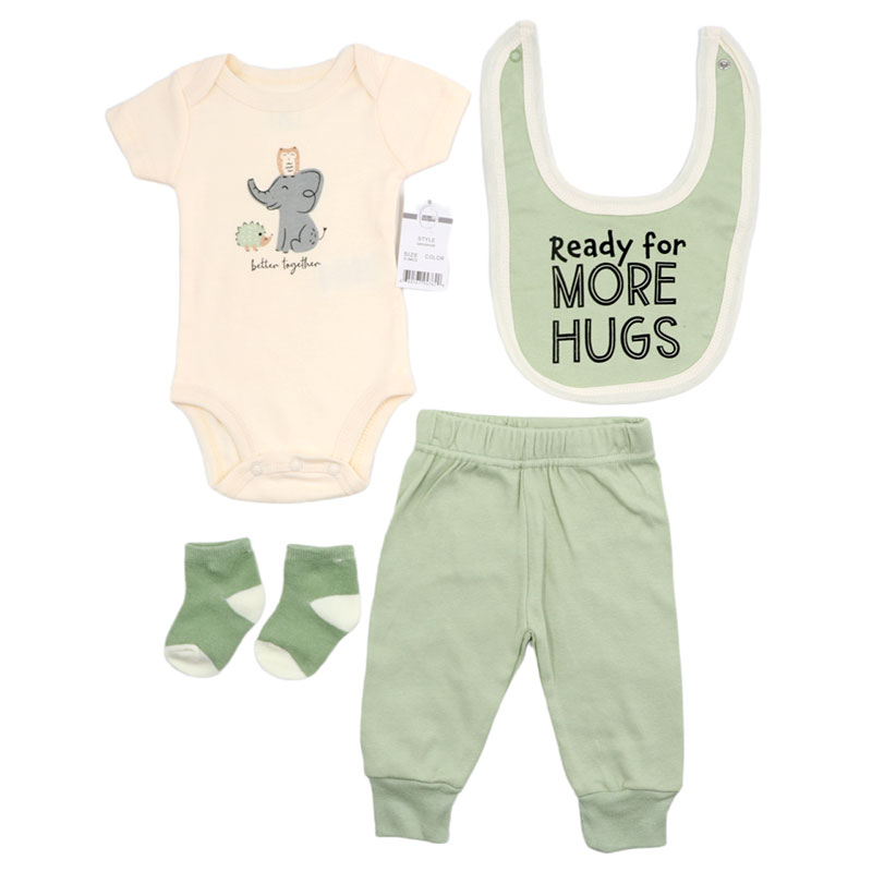 ست لباس زیر دکمه ای با شلوار و پیشبند پسرانه طرح فیل Style