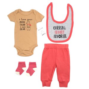 ست لباس زیر دکمه ای با شلوار و پیشبند طرح خرس Style