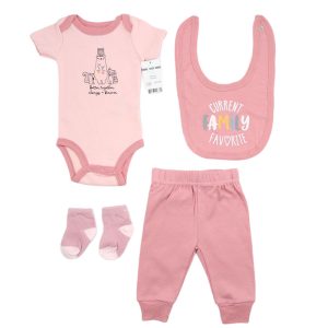 ست لباس زیر دکمه ای با شلوار و پیشبند دخترانه طرح حیوانات Style